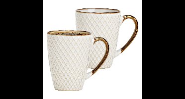 Secret de Gourmet Koffiemok Marbella - 2x - Keramiek - wit/goud