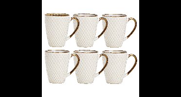 Secret de Gourmet Koffiemok Marbella - 8x - Keramiek - wit/goud
