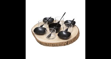 Secret de Gourmet Serveerplank - amuse hapjes - hout/keramiek - zwart