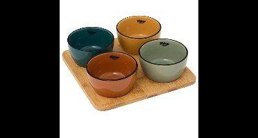 Secret de gourmet Serveerplank - met 4x schaaltjes - tapas en saus