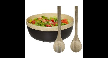 Secret de Gourmet Slakom/schaal met slacouvert - Bamboe - D30 cm