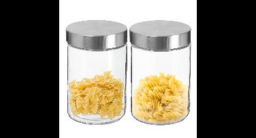 Secret de Gourmet Voorraadbus/voorraadpot - 2x - 1,2L - glas/RVS