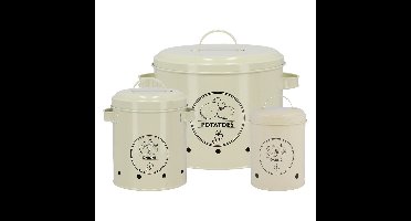 Secrets du Potager bewaar blikken - set van 3 - metaal - creme