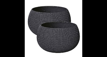 Set van 2x stuks plantenpotten/bloempotten kunststof dia 37 cm en hoogte 22 cm antraciet grijs