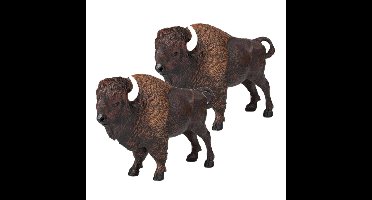 Set van 2x stuks plastic Amerikaanse bizon speeldiertje 14,5 cm