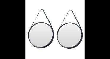 Set van 2x stuks zwarte ronde wandspiegels 51 cm
