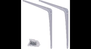 Set van 2x witte plankdrager 25 x 30 cm tot 13 kg inclusief schroeven