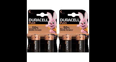 Set van 4x Duracell C Plus alkaline batterijen LR14 MN1400 1.5 V