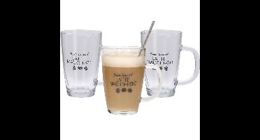 Set van 4x latte Macchiato glazen inclusief lepels 300 ml