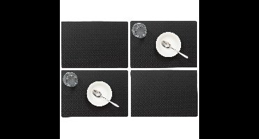 Set van 8x stuks stevige luxe Tafel placemats Zafiro zwart 30 x 43 cm