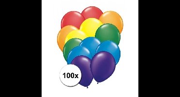 Shoppartners regenboog kleuren party ballonnen - 100x stuks - latex