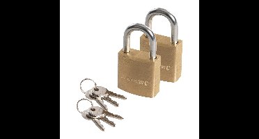 Silverline Hangslot met 3 sleutels - 2x - 20 mm - messing - kofferslot