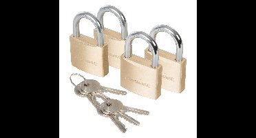 Silverline Hangslot met 3 sleutels - set van 4 - 40 mm - messing