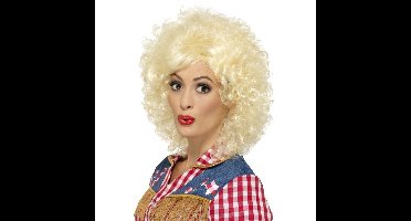 Smiffys Blonde Dolly Puik - met krullen - voor dames - Dolly Parton