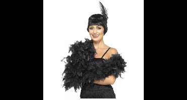 Smiffy's Luxe veren boa - zwart -180 cm - 80 gram