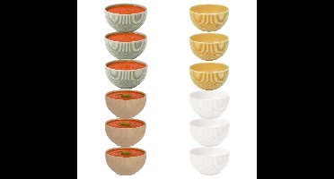 Soepkommen Memphis - D14 cm - groen / geel / beige/ wit - 12x stuks