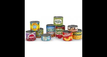 Speelgoed boodschappen blikken voedsel set - 10x stuks - winkeltje