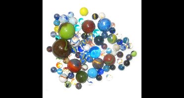 Speelgoed knikkers Mexicaantjes - glas - 1x kilo - verschillende maten