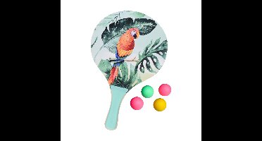 Summertime Beachball set - hout - groen - strand sport speelset - met 5x balletjes