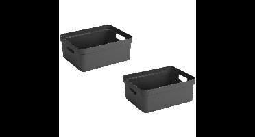 Sunware Opbergbox Sigma - 5x - kunststof - antraciet - 24 liter
