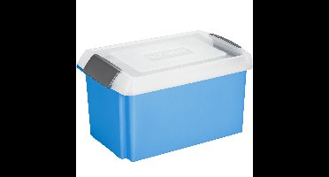 Sunware opslagbox - 51 liter - blauw - 59 x 39 x 29 cm - met afsluitbare extra hoge deksel