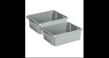 Sunware Opslagbox kunststof - 4x - 17L - grijs - 45 x 36 x 14 cm