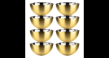 Svenska Living - 8x - Kommetjes/schaaltjes - mat goud - RVS - D19 x 9.5 cm - serveerschalen