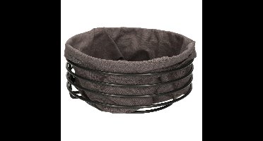 Svenska Living broodmand - zwart - grijs katoen - rond - 23 cm