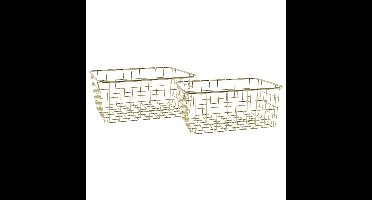 Svenska Living Draadmand - 2x - goudkleurig - 28 x 22 x 13 cm - opbergmand