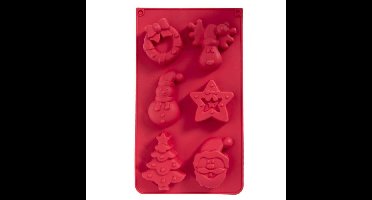 Svenska Living Kerst figuren bakvorm - siliconen - 6 figuren - rood