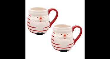 Svenska Living Mok/beker- 2x - kerstman - 8 x 11 cm - 400 ml