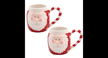 Svenska Living Mok/beker- 2x - kerstman - 8 x 11 cm - 400 ml