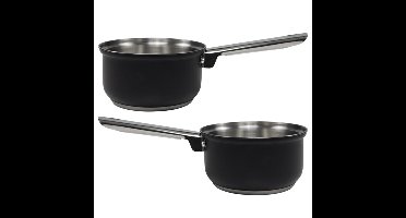 Svenska Living Steelpan - 2x - D16 cm - zwart - RVS - 1L