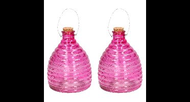 Svenska Living Wespenval - 2x - roze - 21 cm - glas - wespenvanger
