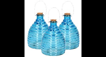 Svenska Living Wespenval - 3x - blauw - 21 cm - glas - wespenvanger