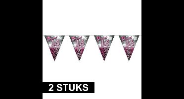 Sweet 16 Sixteen vlaggenlijn slinger - 2x - plastic - 10 meter