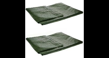 Talen tools afdekzeil - 2x dekzeil - groen - kunststof - 200x400 cm