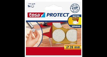 Tesa meubelvilt - 45x - wit - 2,6 cm - rond - viltjes voor onder meubels