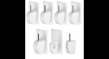 Tesa powerstrips ophanghaken - 4x - wit - 4 x 2 cm - gordijnrails