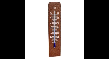TFA Binnen Thermometer - analoog - walnoothout - naturel - 14 x 3 cm