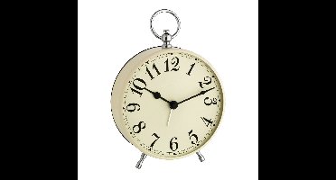 TFA wekker - alarmklok - retrolook - taupe - D16 cm - metaal
