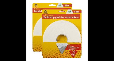 Tochtstrip - 2x - tochtwering - wit - zelfklevend - universeel - 12 m x 9 mm x 4 mm