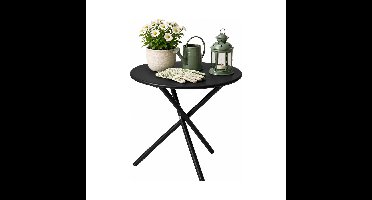 Tuin bijzettafeltje - zwart - metaal - Dia 48 cm - Hoogte 48 cm