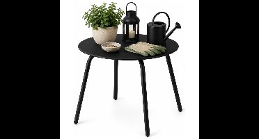 Tuin bijzettafeltje - zwart - metaal - Dia 50 cm - Hoogte 40 cm