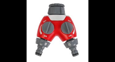 Tuinslang - splitter 2-weg - rood - buitenkraan opzetstuk