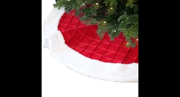 Unique Living kerstboomrok - rood/wit - D90 cm - polyester