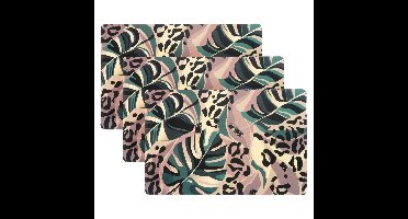 Unique Living Placemat Jungle - 6x - Monstera bladeren - 44 x 28 cm