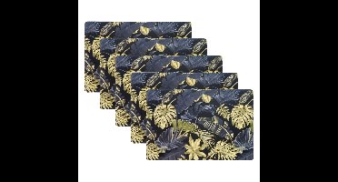 Unique Living Placemat/onderlegger - 10x - blad motief - 44 x 28 cm