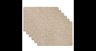 Unique Living placemats lederlook - 6x - 43 x 30 cm - beige - pvc