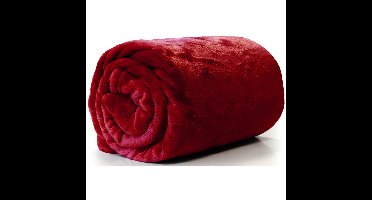 Unique Living Plaid - fleece deken - fluweel rood - 130 x 180 cm